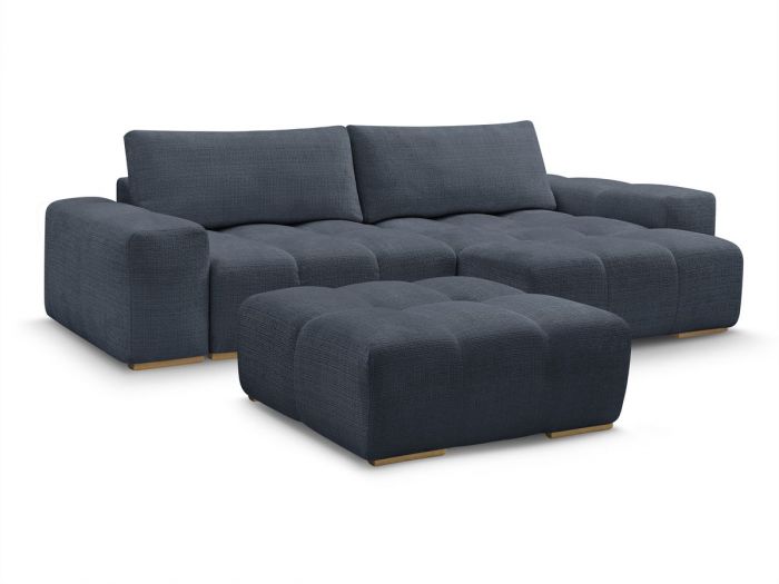 Canapé d'angle réversible ANAKIN tissu texturé avec pouf