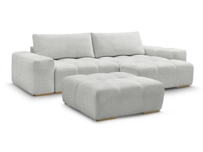 Canapé d'angle réversible ANAKIN tissu texturé avec pouf