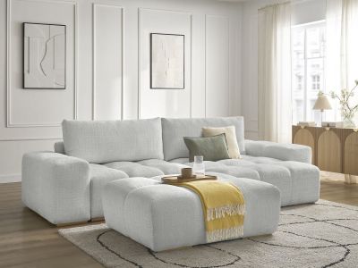 Canapé d'angle réversible ANAKIN tissu texturé avec pouf