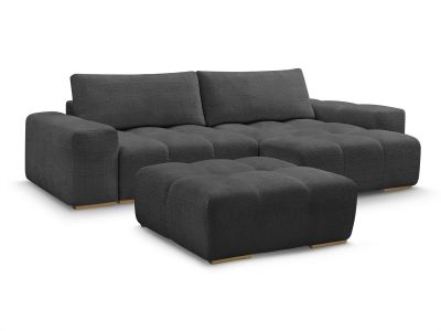 Canapé d'angle réversible ANAKIN tissu texturé avec pouf