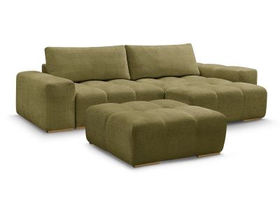 Canapé d'angle réversible ANAKIN tissu texturé avec pouf