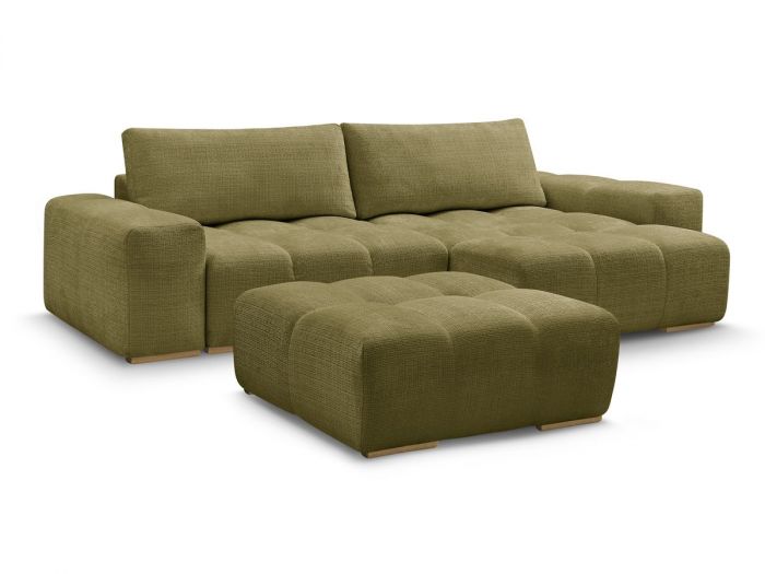 Canapé d'angle réversible ANAKIN tissu texturé avec pouf