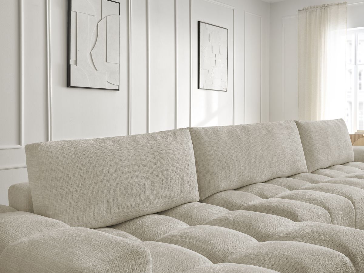 Canapé panoramique fixe ANAKIN tissu texturé avec pouf