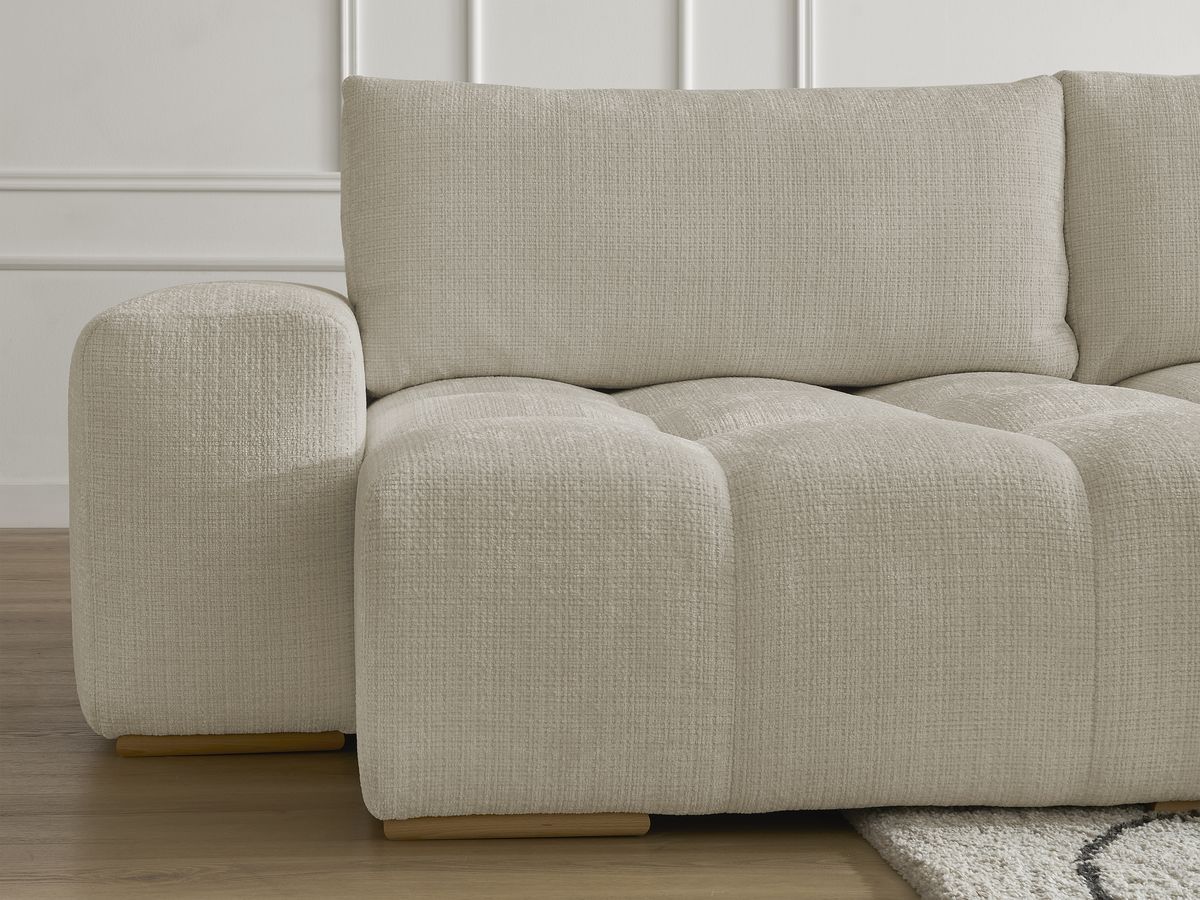Canapé panoramique fixe ANAKIN tissu texturé avec pouf