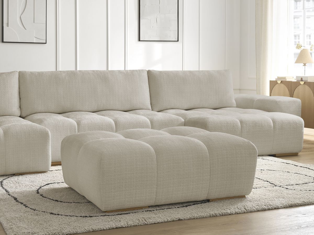 Canapé panoramique fixe ANAKIN tissu texturé avec pouf