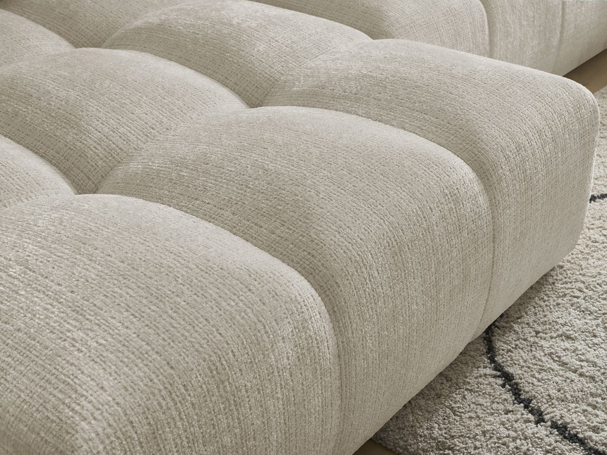 Canapé panoramique fixe ANAKIN tissu texturé avec pouf