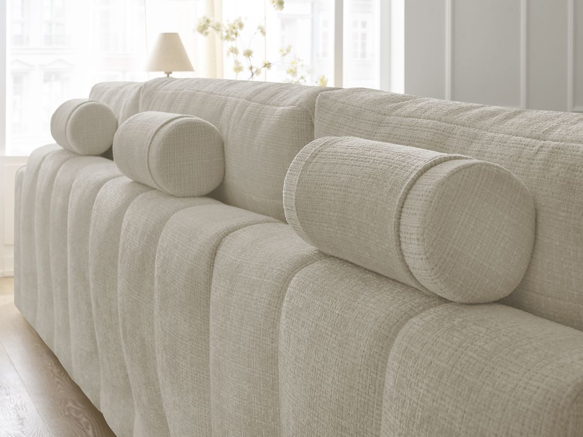 Canapé panoramique fixe ANAKIN tissu texturé avec pouf