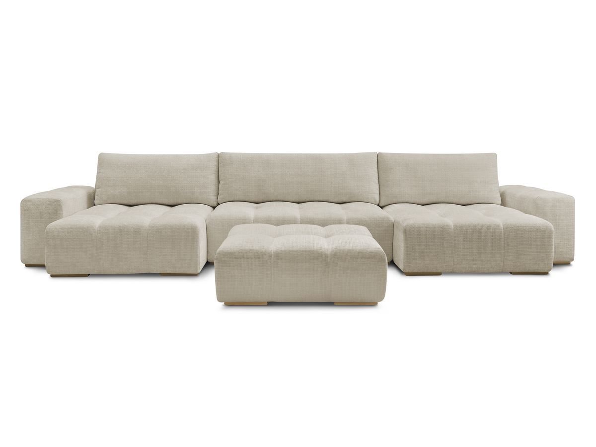 Canapé panoramique fixe ANAKIN tissu texturé avec pouf