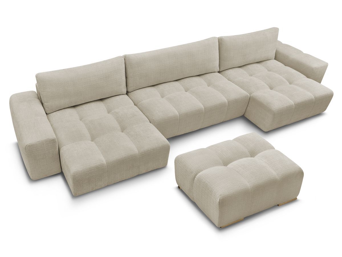 Canapé panoramique fixe ANAKIN tissu texturé avec pouf