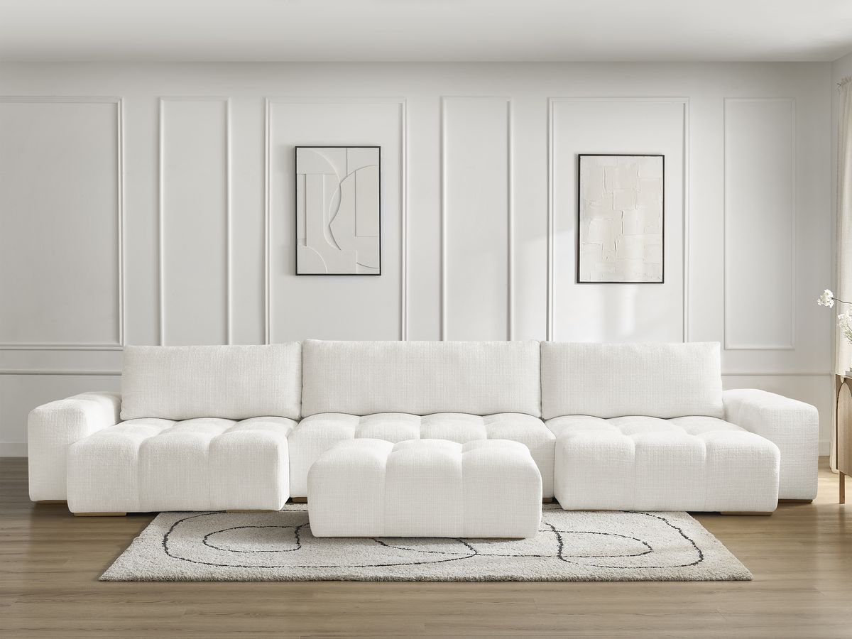 Canapé panoramique ANAKIN texturé avec pouf blanc — vue 5