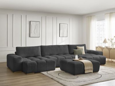 Canapé panoramique fixe ANAKIN tissu texturé avec pouf