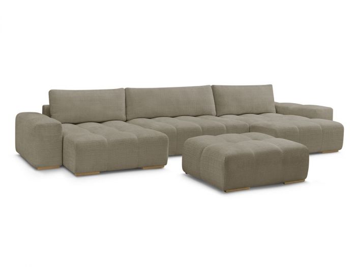 Canapé panoramique fixe ANAKIN tissu texturé avec pouf