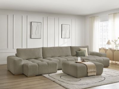 Canapé panoramique fixe ANAKIN tissu texturé avec pouf