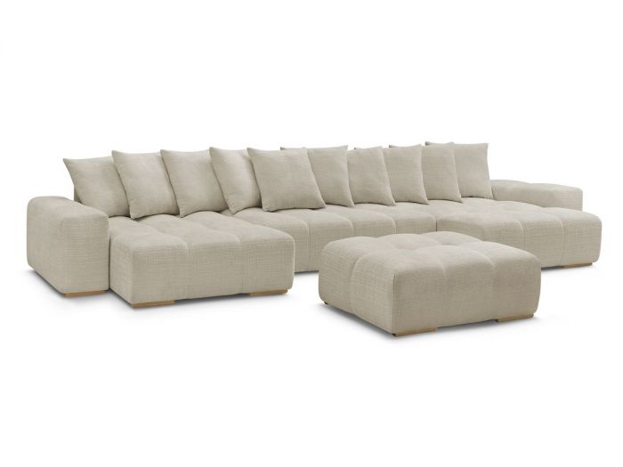 Canapé panoramique fixe ANAKIN tissu texturé avec pouf