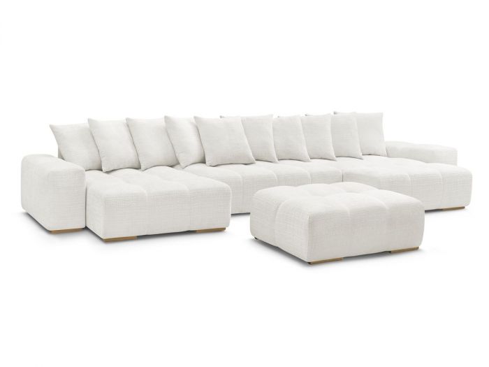 Canapé panoramique fixe ANAKIN tissu texturé avec pouf