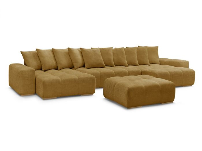Canapé panoramique fixe ANAKIN tissu texturé avec pouf