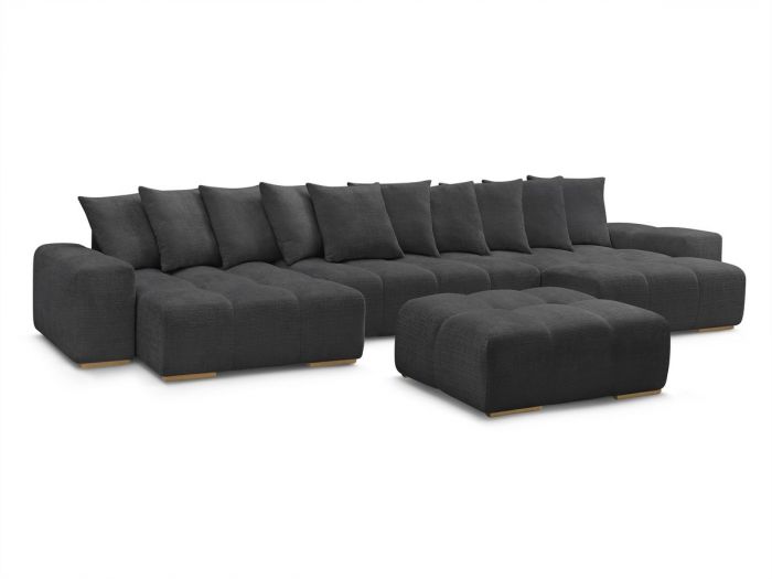Canapé panoramique fixe ANAKIN tissu texturé avec pouf