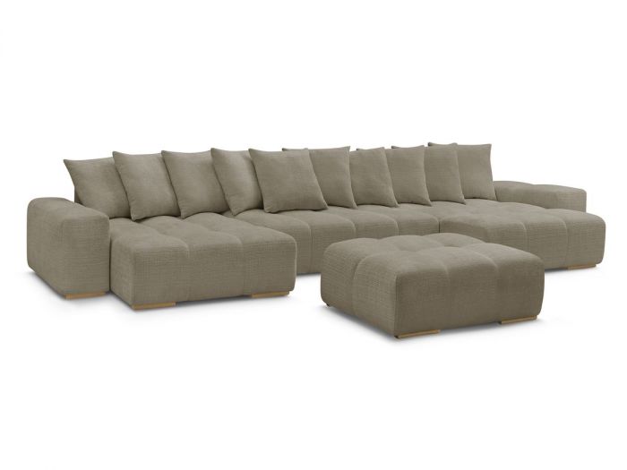 Canapé panoramique fixe ANAKIN tissu texturé avec pouf
