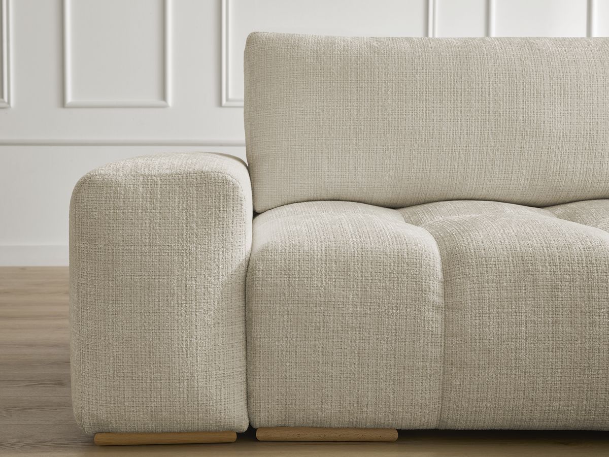 Canapé droit convertible coffre ANAKIN tissu texturé avec pouf