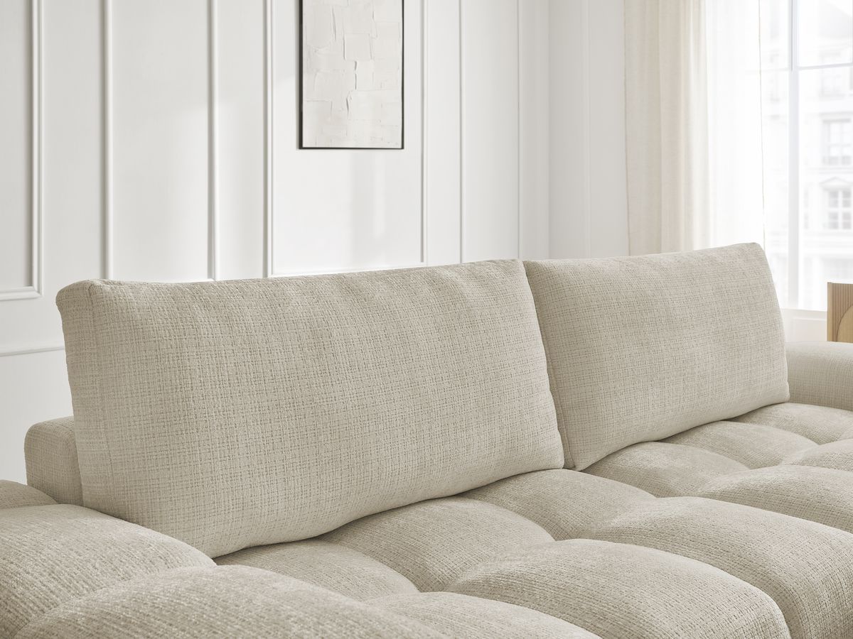 Canapé droit convertible coffre ANAKIN tissu texturé avec pouf