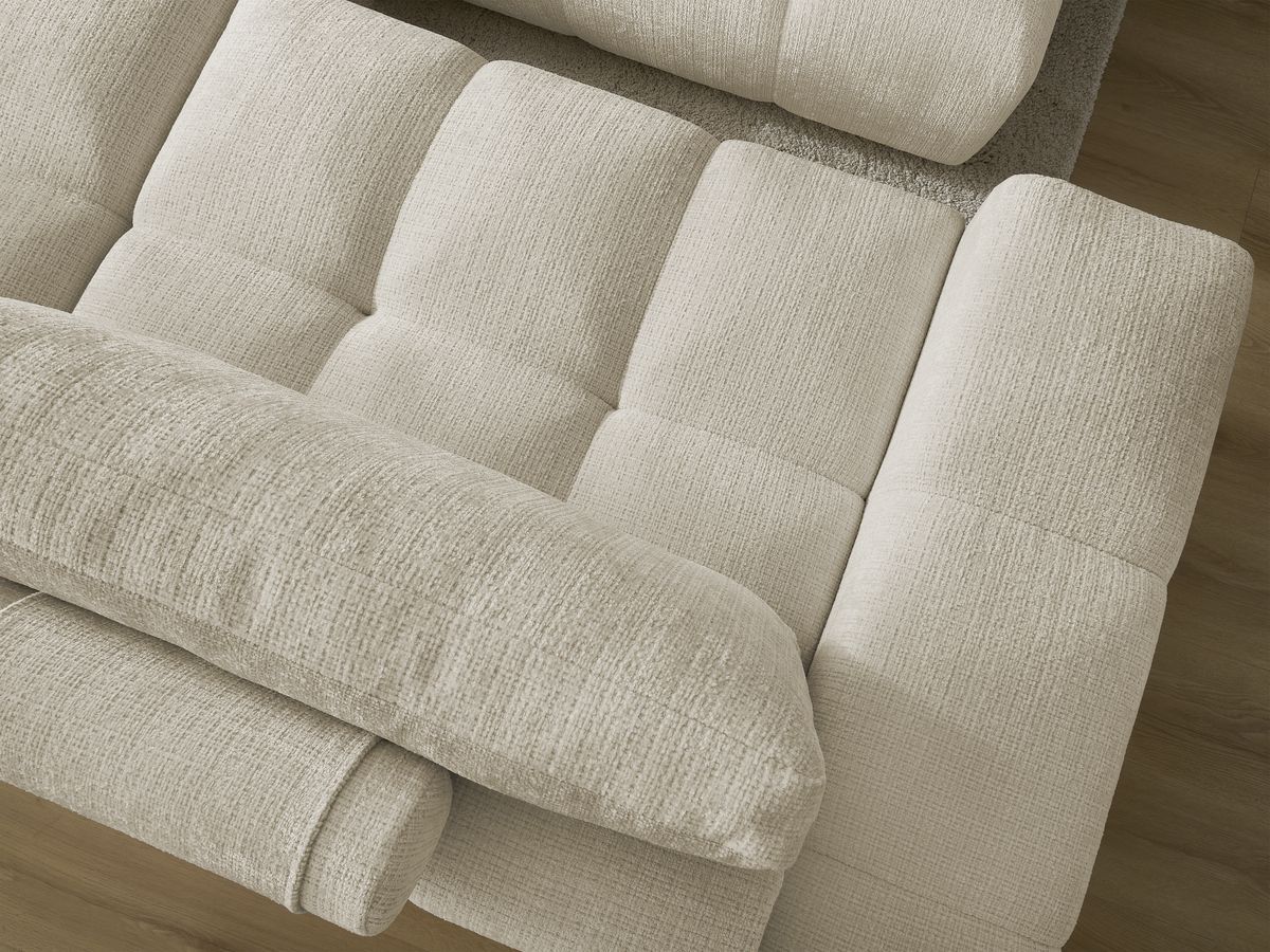 Canapé droit convertible coffre ANAKIN tissu texturé avec pouf