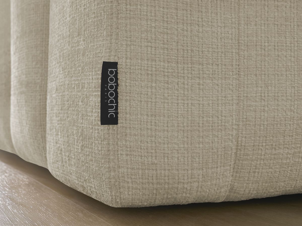 Canapé droit convertible coffre ANAKIN tissu texturé avec pouf
