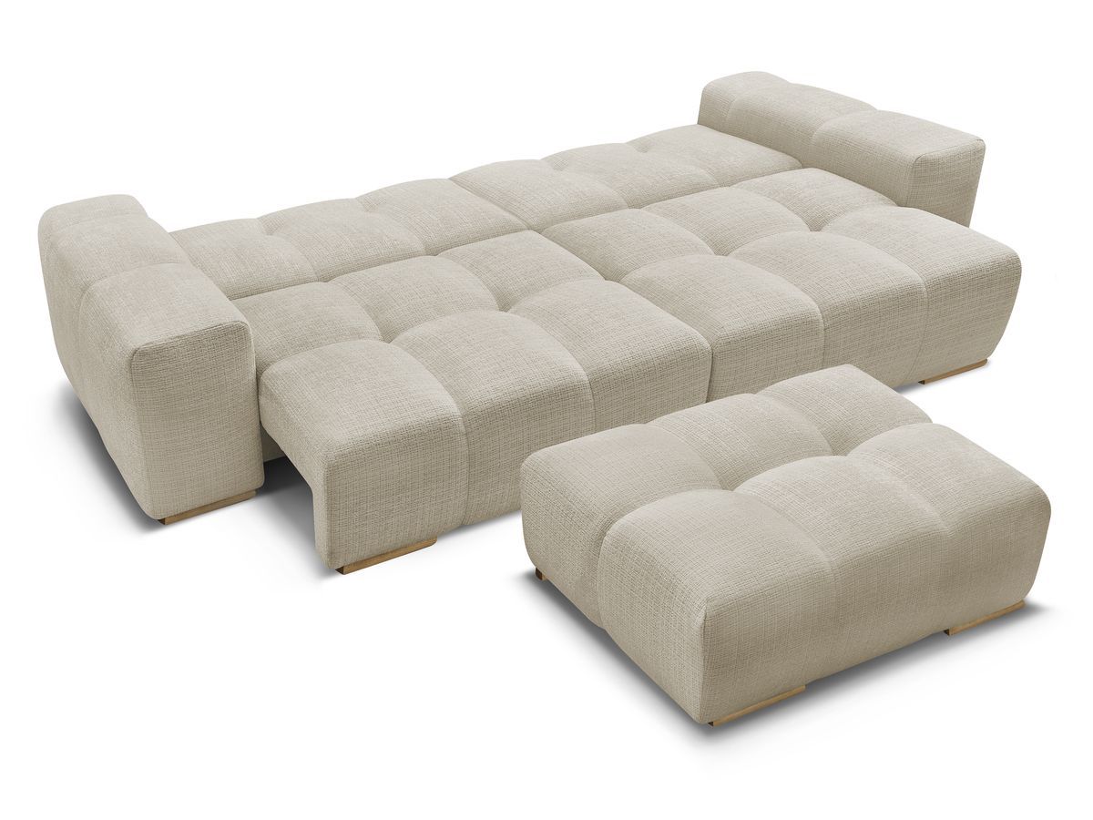 Canapé droit convertible coffre ANAKIN tissu texturé avec pouf