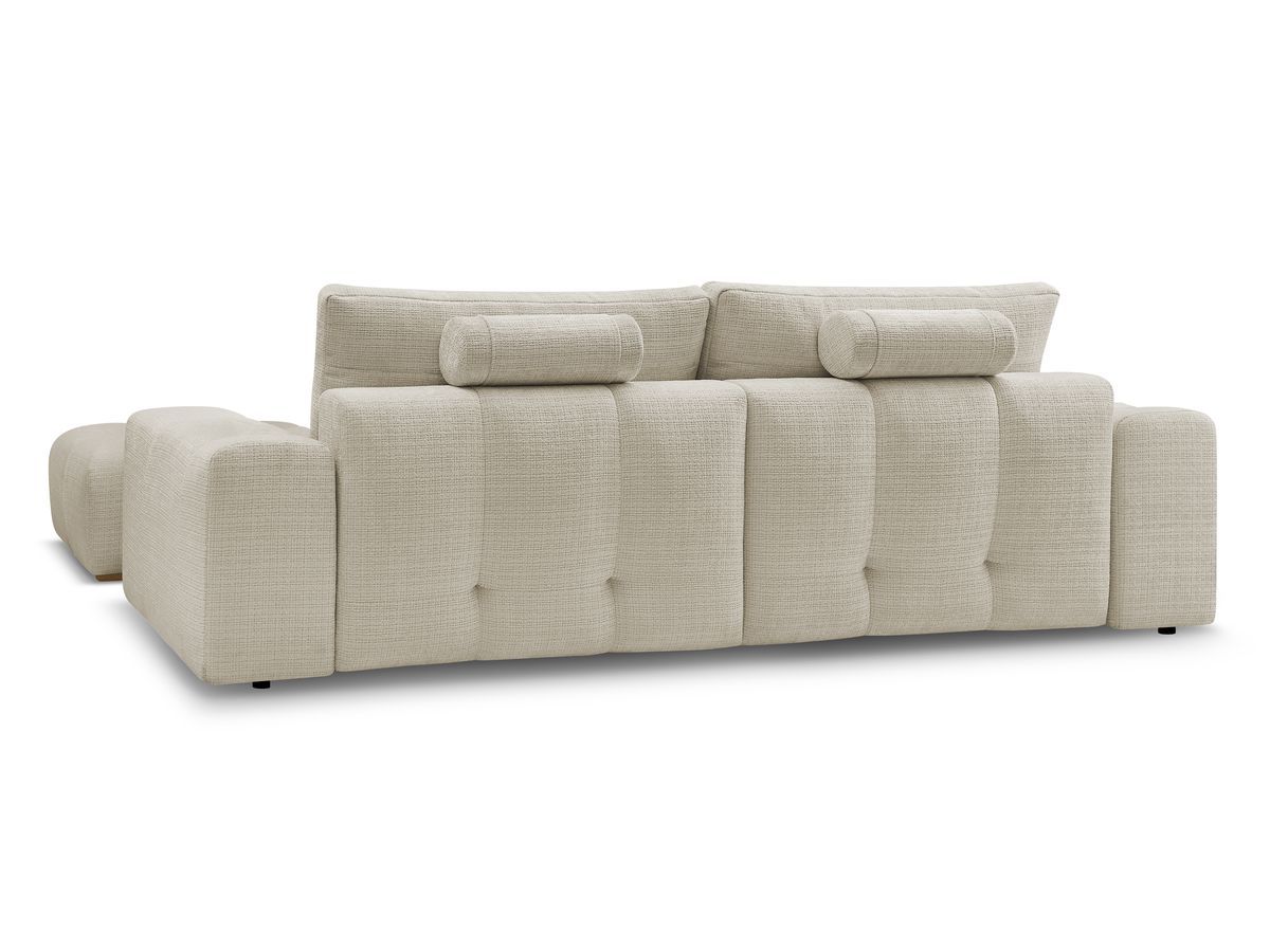Canapé droit convertible coffre ANAKIN tissu texturé avec pouf