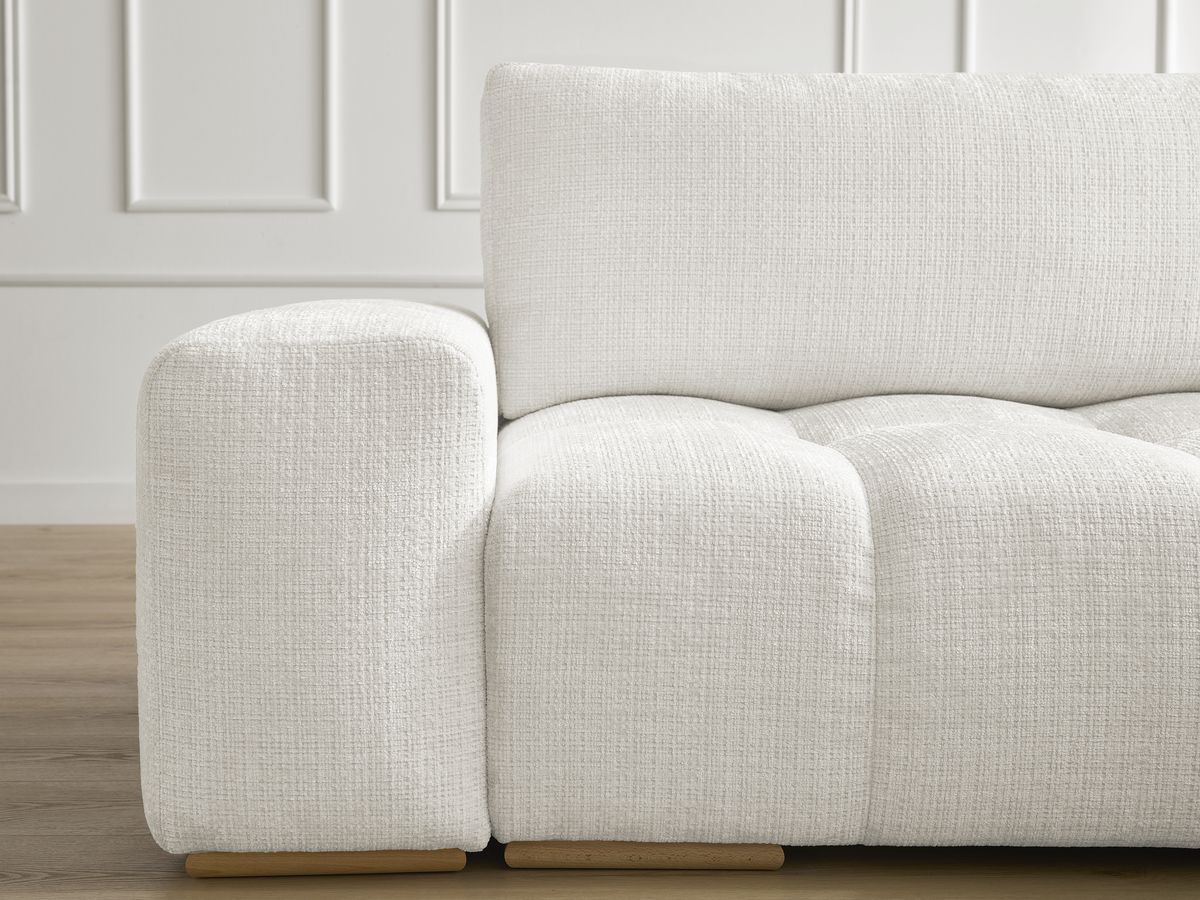 Canapé droit convertible coffre ANAKIN tissu texturé avec pouf