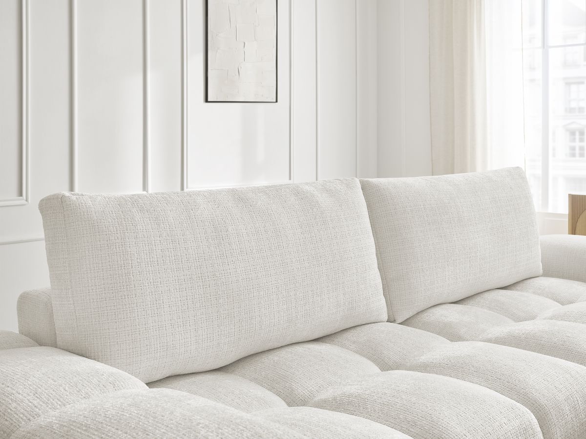 Canapé droit convertible coffre ANAKIN tissu texturé avec pouf