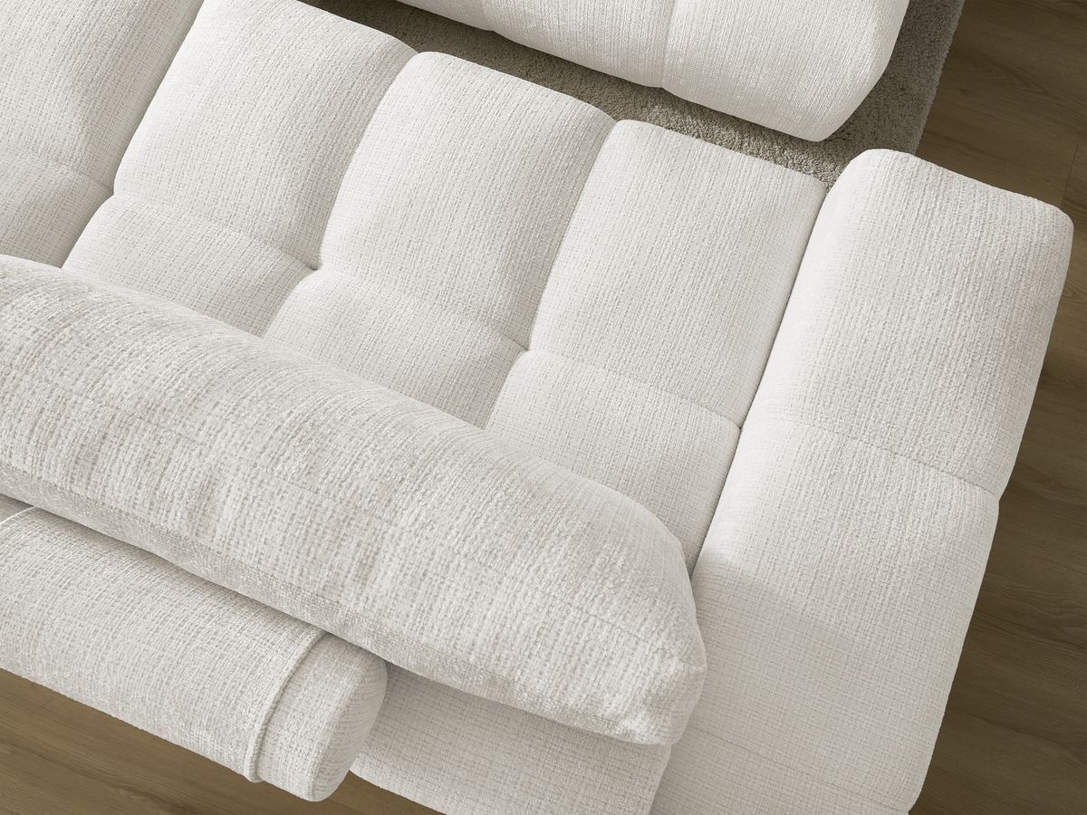 Canapé droit convertible coffre ANAKIN tissu texturé avec pouf