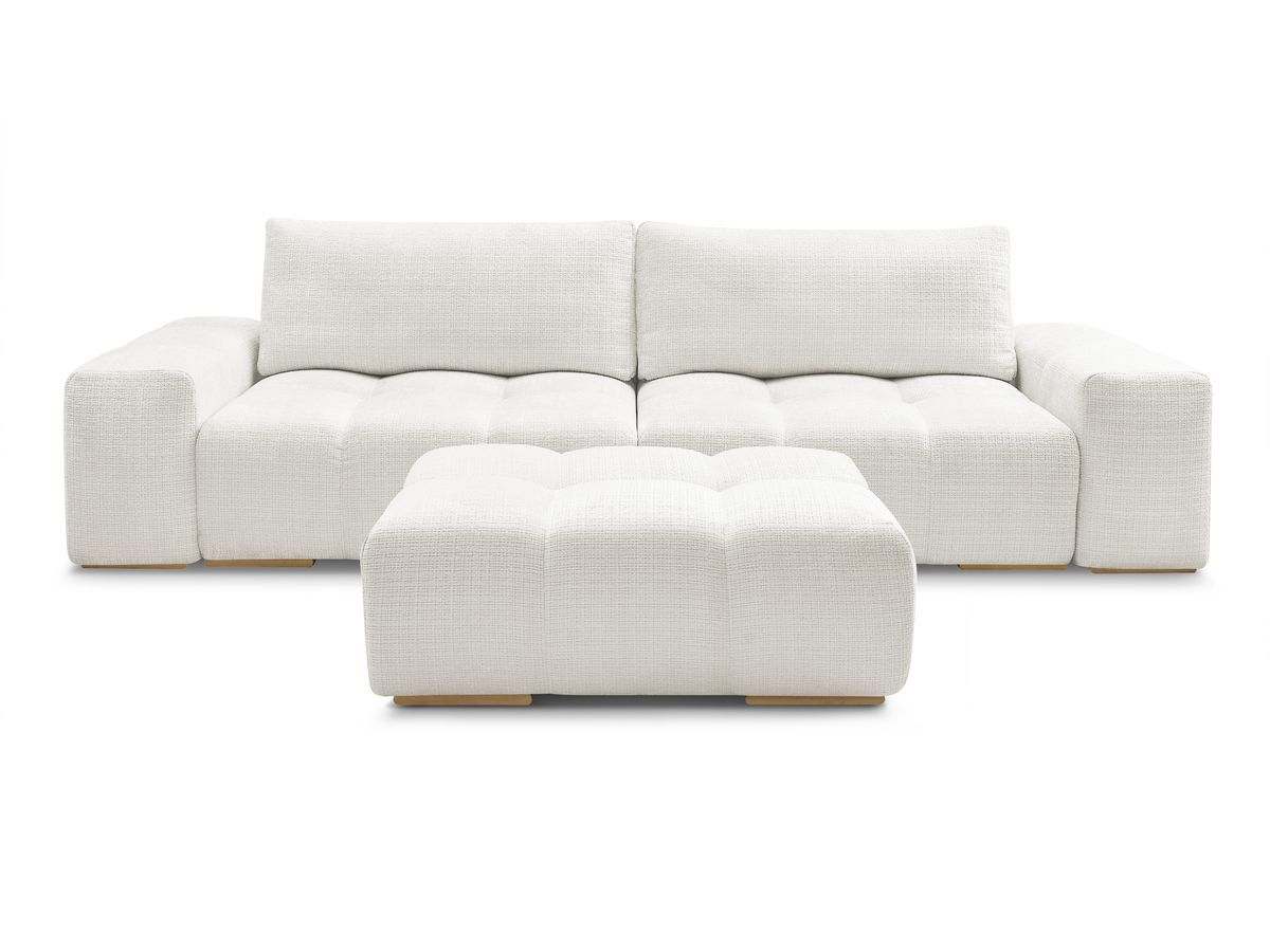 Canapé droit convertible coffre ANAKIN tissu texturé avec pouf