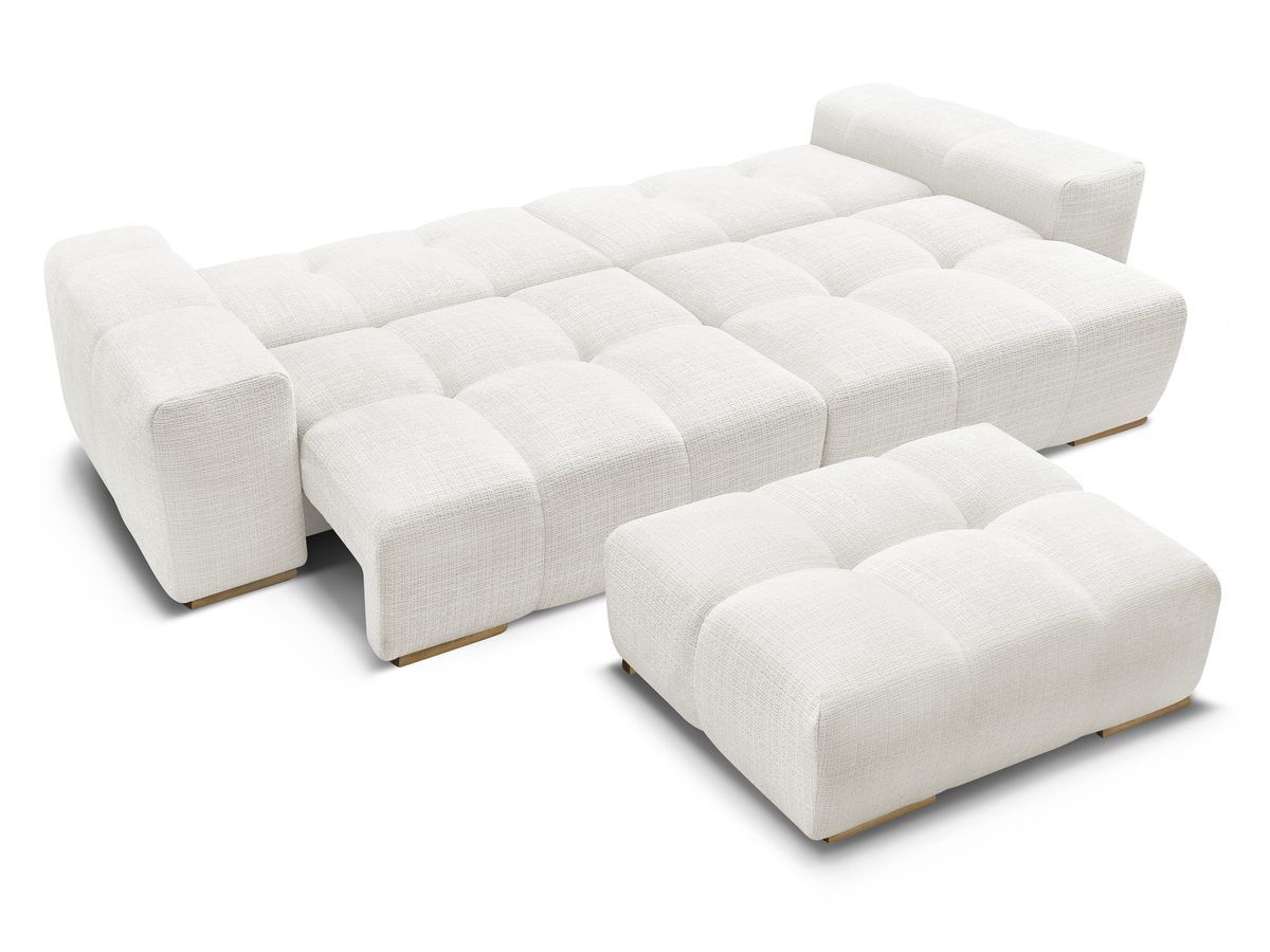 Canapé droit convertible coffre ANAKIN tissu texturé avec pouf