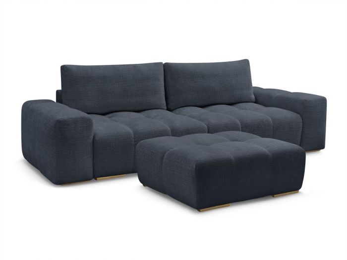 Canapé droit convertible coffre ANAKIN tissu texturé avec pouf