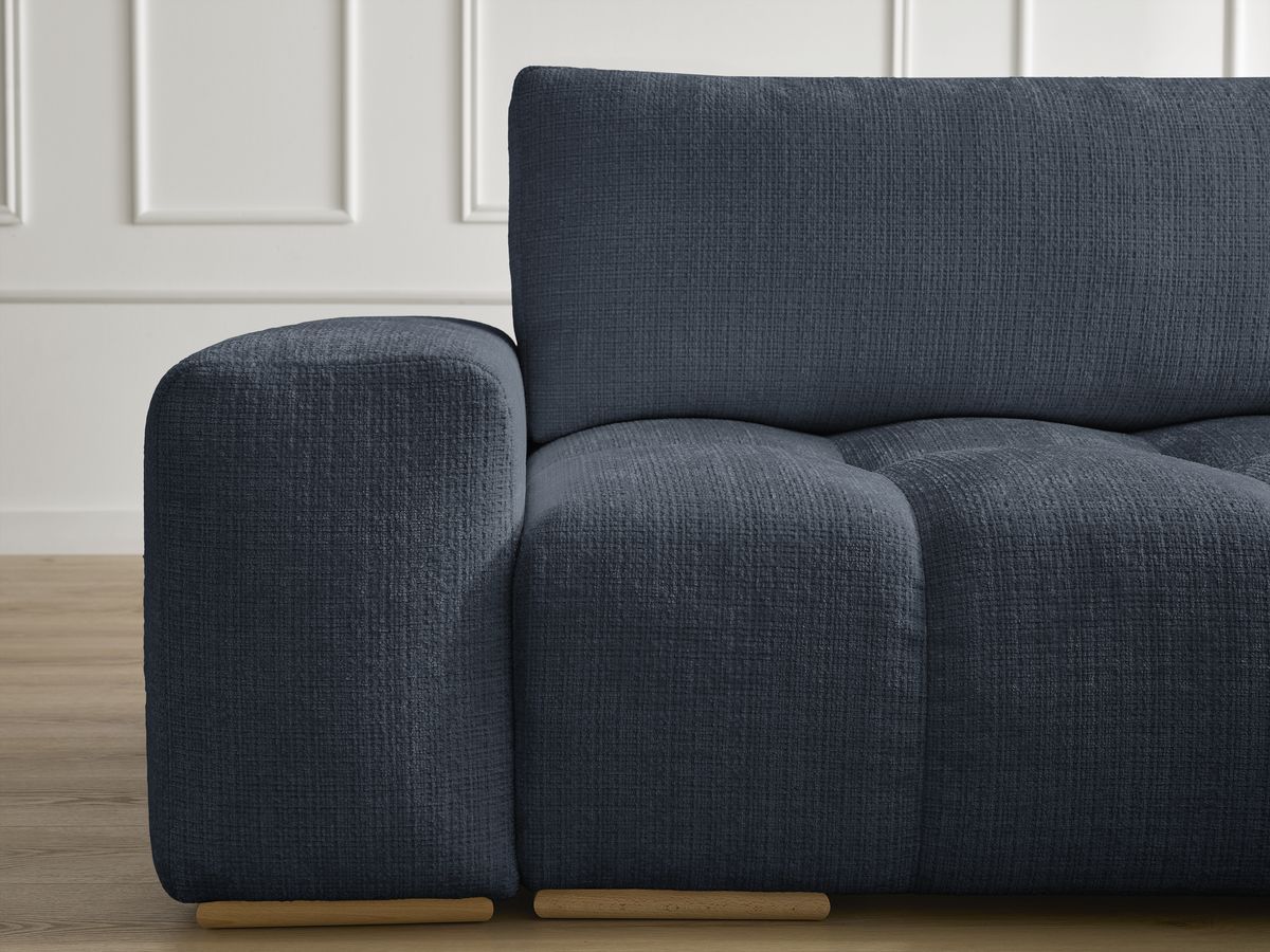 Canapé droit convertible coffre ANAKIN tissu texturé avec pouf