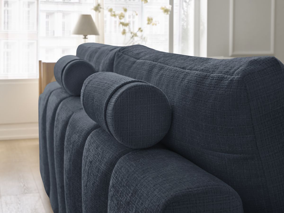 Canapé droit convertible coffre ANAKIN tissu texturé avec pouf
