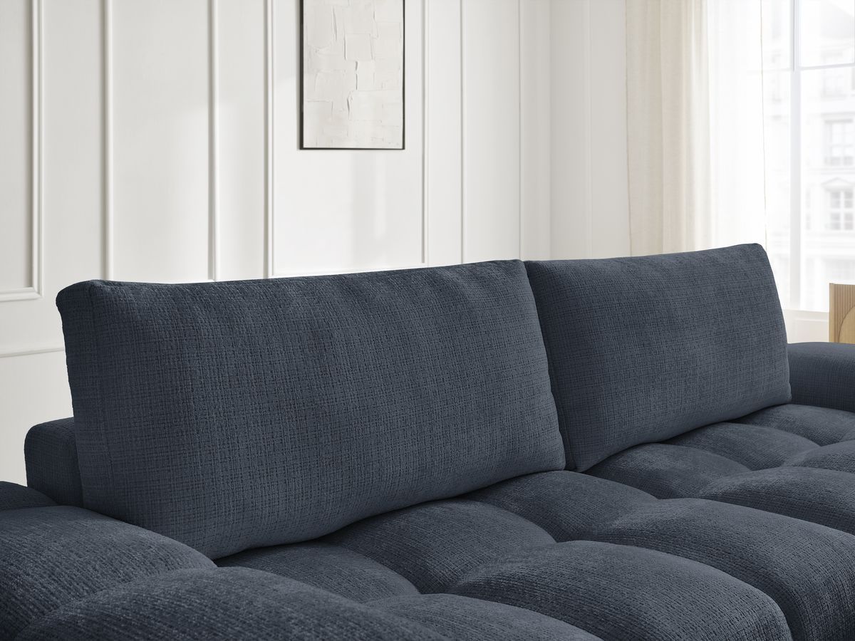 Canapé droit convertible coffre ANAKIN tissu texturé avec pouf