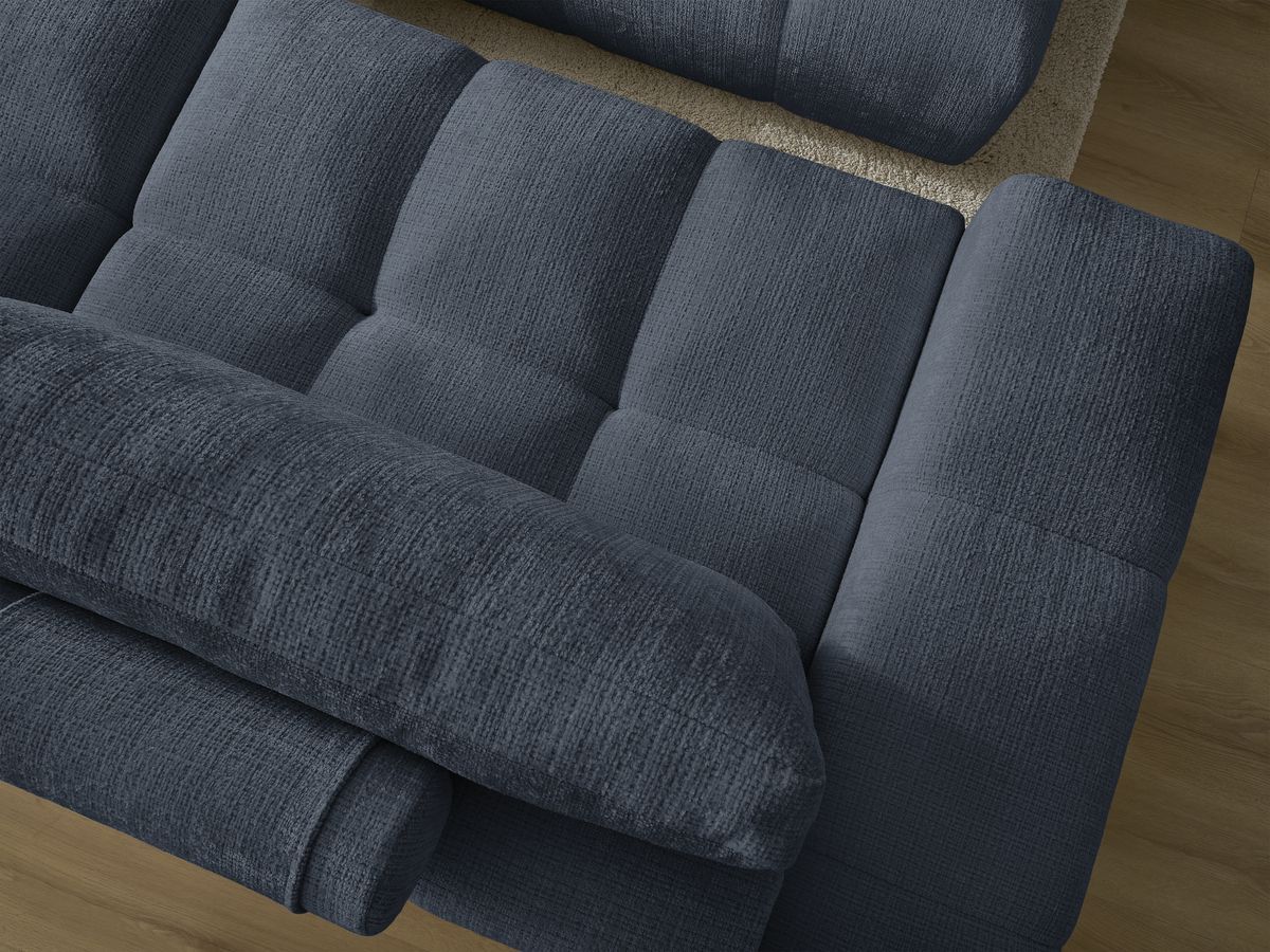 Canapé droit convertible coffre ANAKIN tissu texturé avec pouf