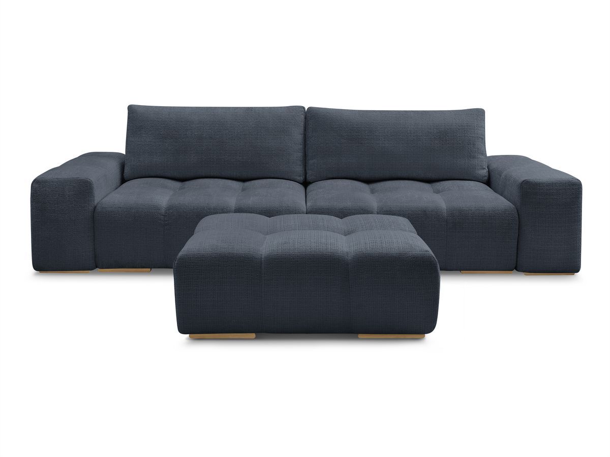Canapé droit convertible coffre ANAKIN tissu texturé avec pouf