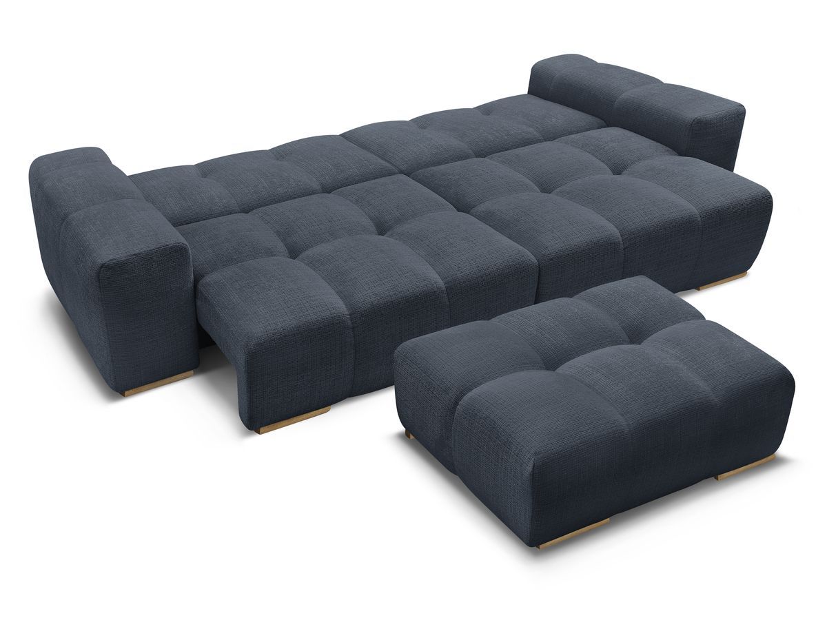 Canapé droit convertible coffre ANAKIN tissu texturé avec pouf