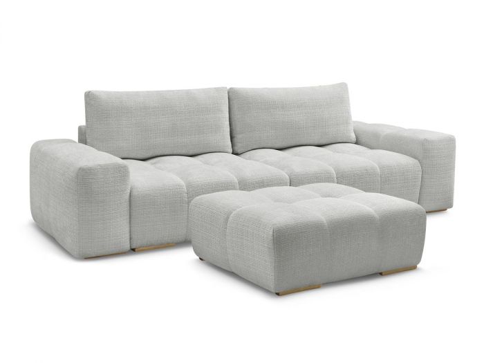 Canapé droit convertible coffre ANAKIN tissu texturé avec pouf