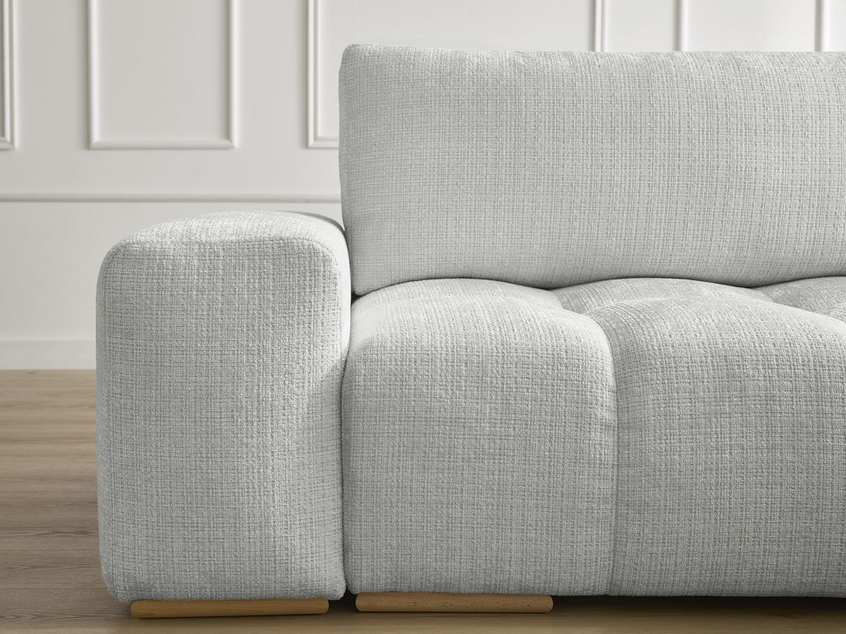 Canapé droit convertible coffre ANAKIN tissu texturé avec pouf