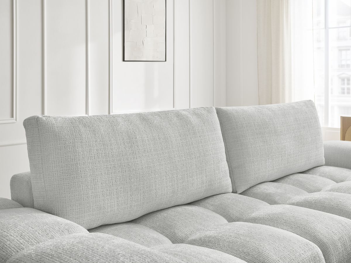 Canapé droit convertible coffre ANAKIN tissu texturé avec pouf
