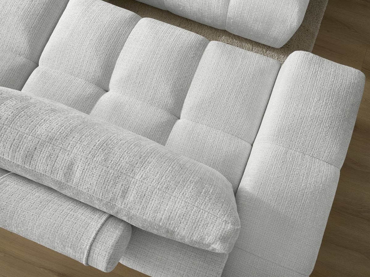 Canapé droit convertible coffre ANAKIN tissu texturé avec pouf