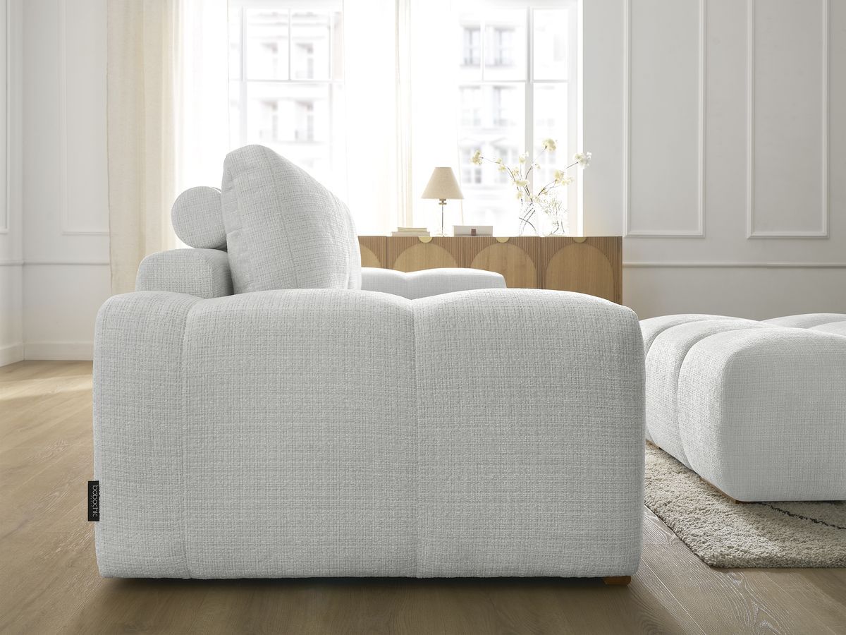 Canapé droit convertible coffre ANAKIN tissu texturé avec pouf