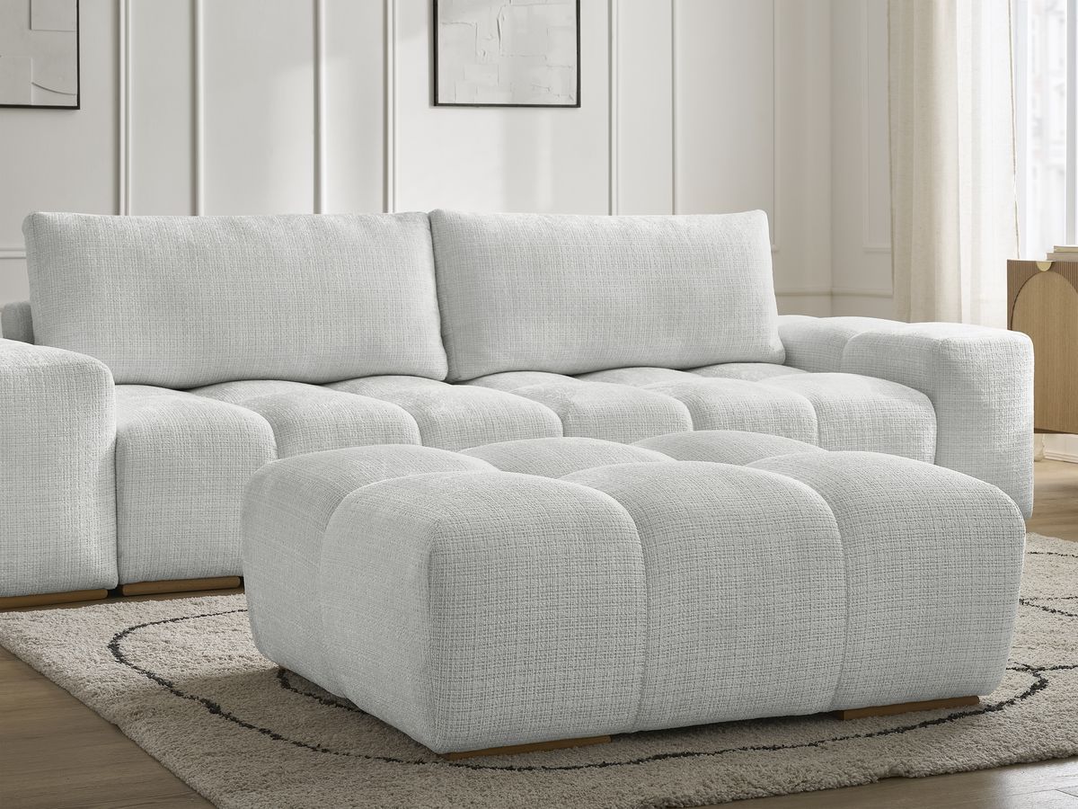 Canapé droit convertible coffre ANAKIN tissu texturé avec pouf