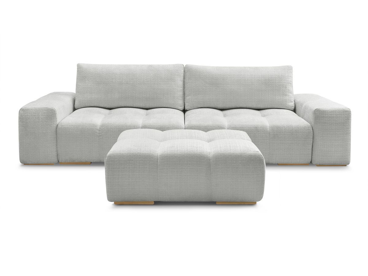 Canapé droit convertible coffre ANAKIN tissu texturé avec pouf