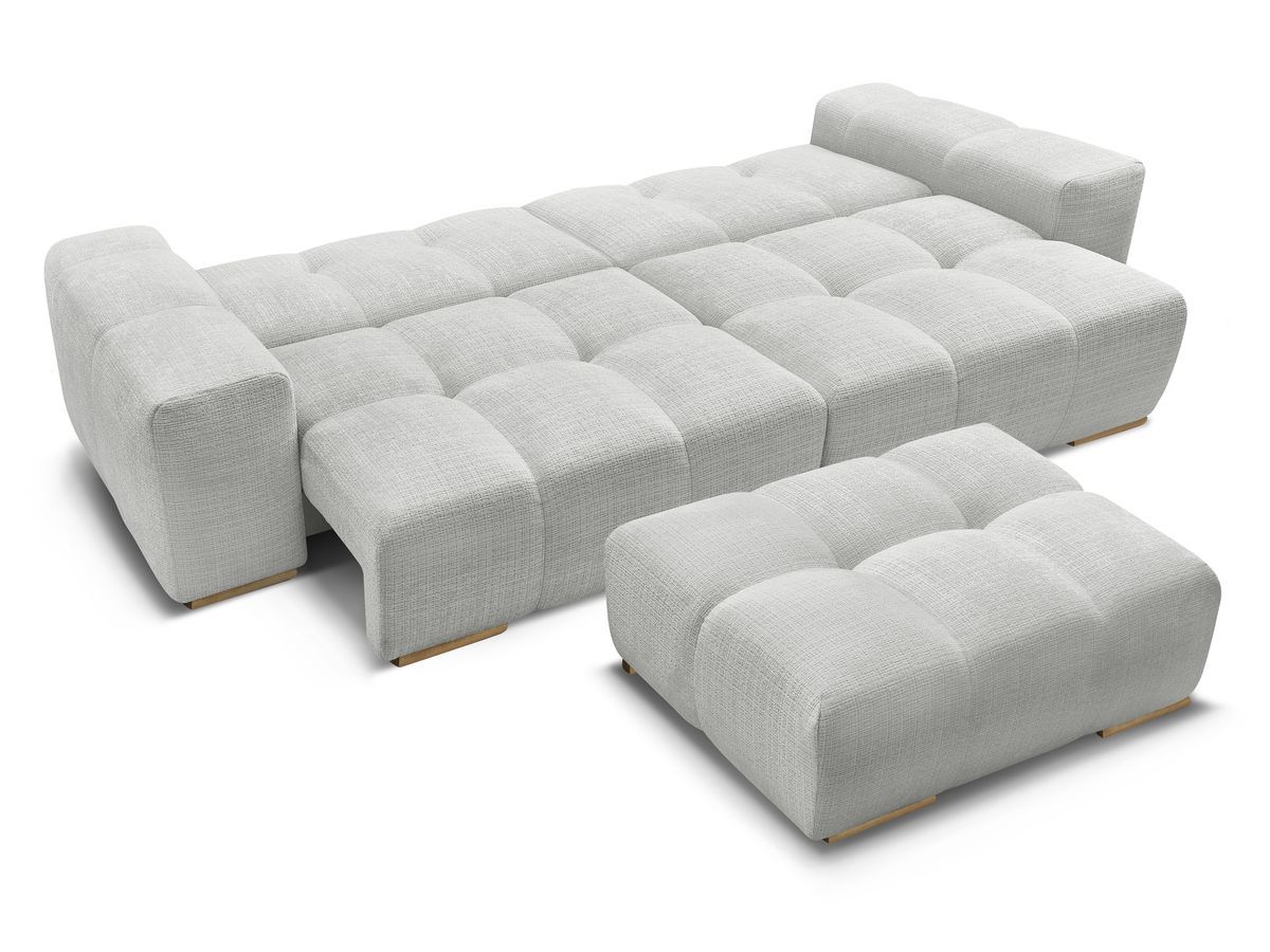 Canapé droit convertible coffre ANAKIN tissu texturé avec pouf