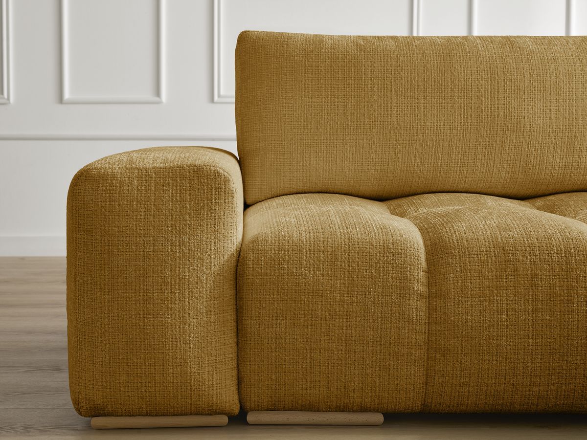 Canapé droit convertible coffre ANAKIN tissu texturé avec pouf