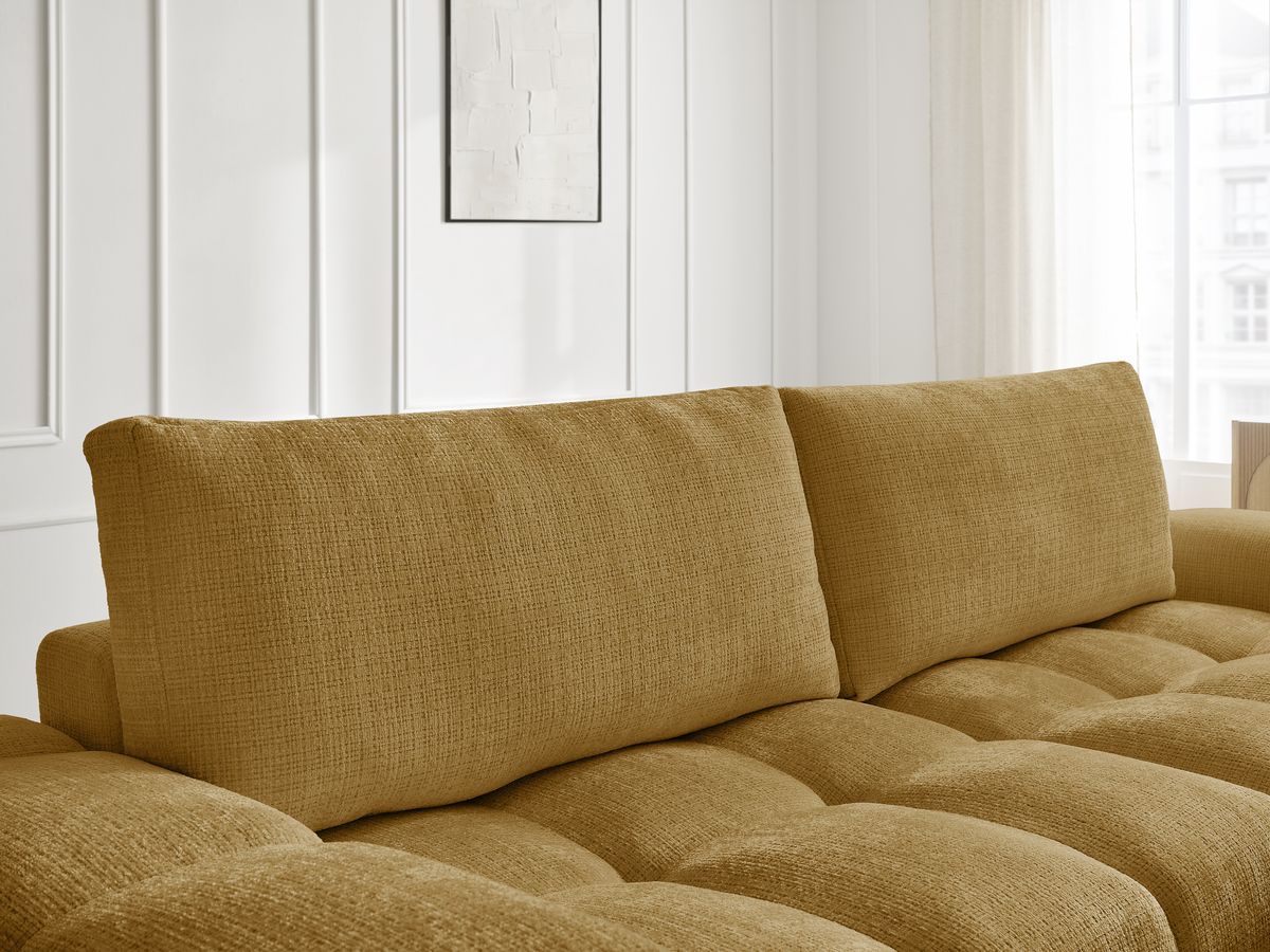 Canapé droit convertible coffre ANAKIN tissu texturé avec pouf